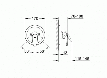 Смеситель для душа GROHE Eurodisc 19549LS2 (внешняя часть). Фото
