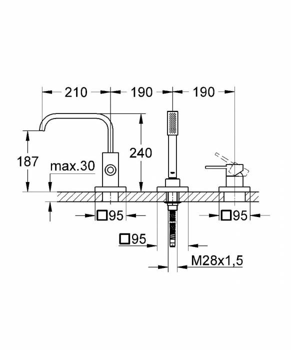 Смеситель для ванны GROHE Allure 19316000. Фото