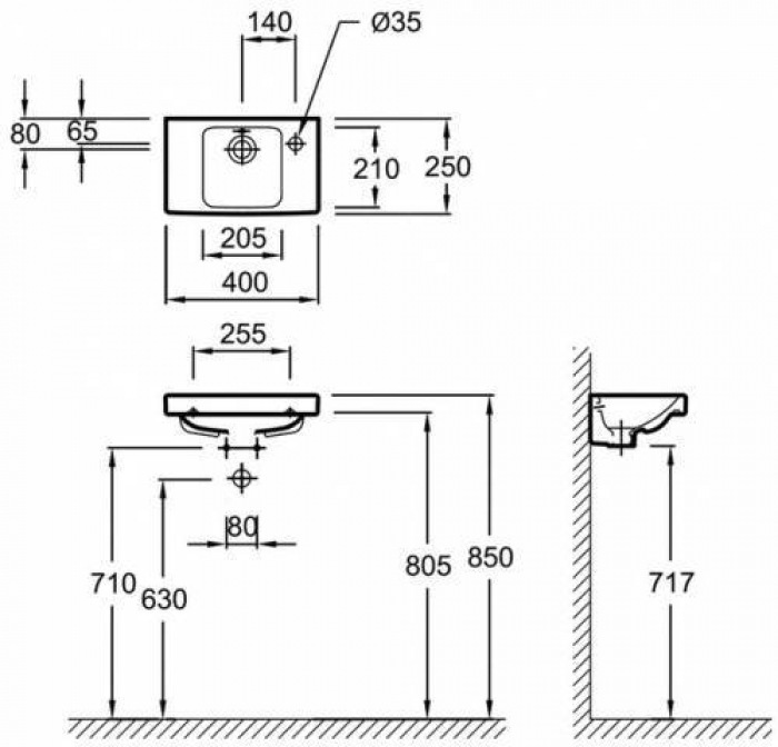 Раковина подвесная JACOB DELAFON Odeon Up 40х25 E4799G-00. Фото